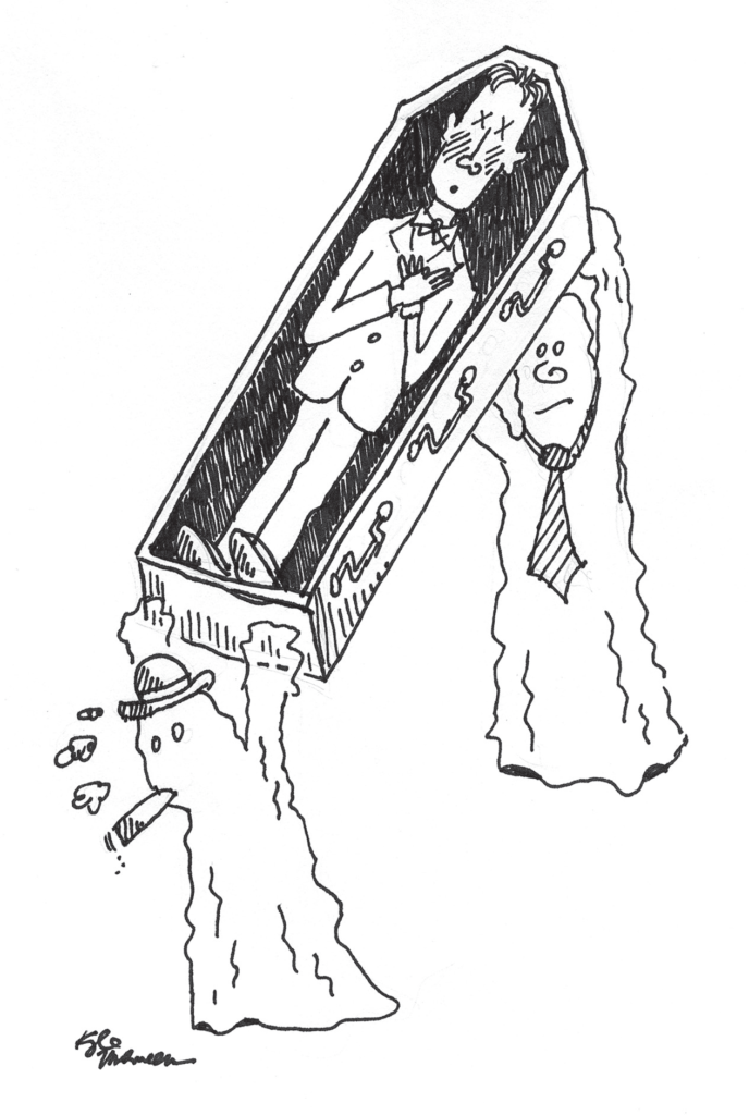 An artist's depiction of the ghostly specters Mrs. Freeman saw.