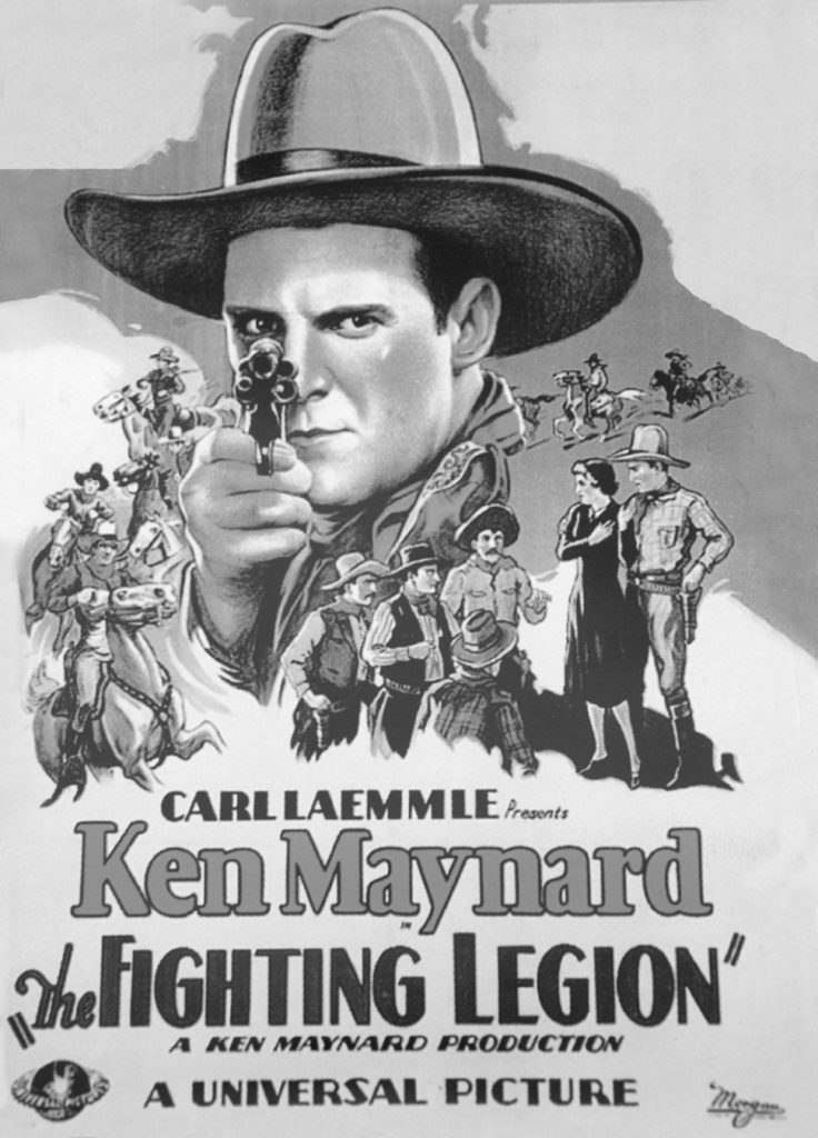 A movie poster for Ken Maynard's movie "The Fighting Legion."