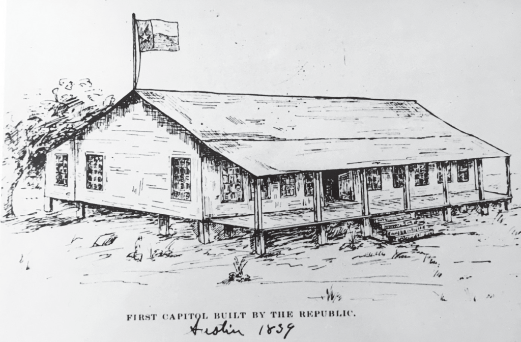 A sketch of the early Texas capitol.