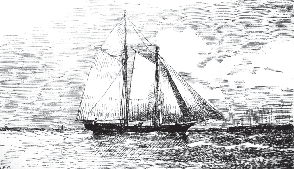 An illustration of Watson's schooner Rob Roy.