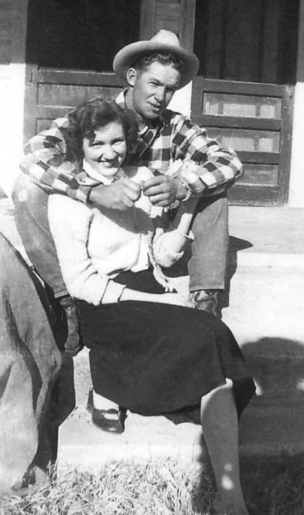 A photo of Bob D and Ann sitting on their front steps in 1950