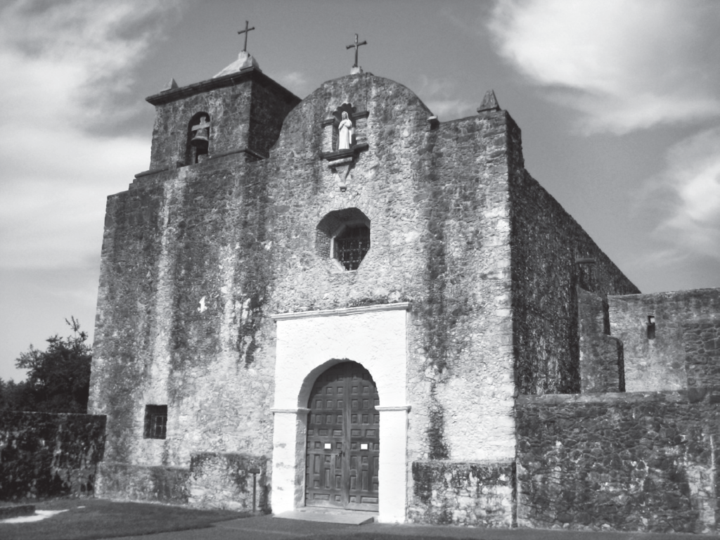 An image of a chapel in Goliad, Texas, where a crushing defeat came to the Texas Republic. 
