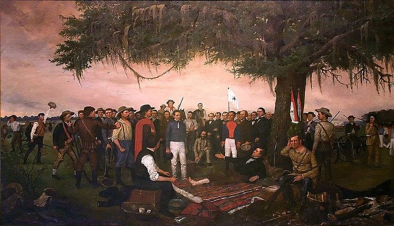 "The Surrender of Santa Anna," a painting by William Henry Huddle.