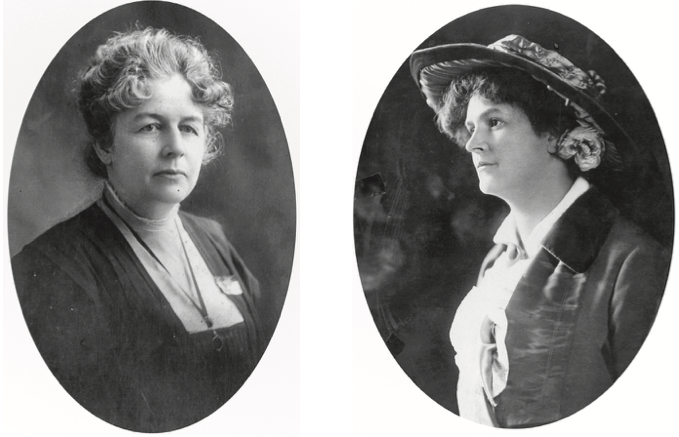 Photo portraits of Harriet Stanton Blanch (left) and Harriet Burton Law (right)