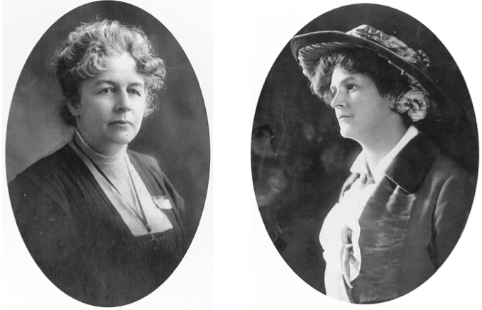 Photo portraits of Harriet Stanton Blanch (left) and Harriet Burton Law (right)