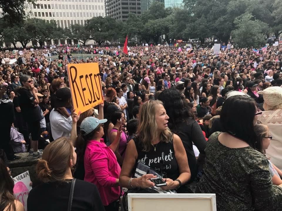 A photo of the crowd at the Women's March in Houston, 2017