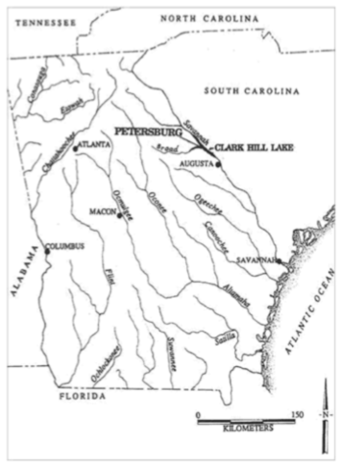 A map of Petersburg, GA
