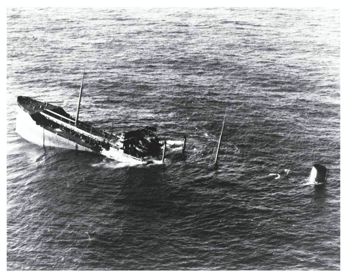 A photo of the ship Australia sinking 