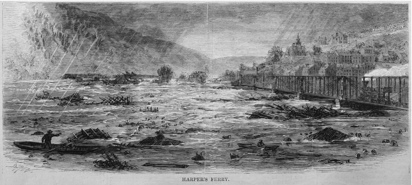 An engraving of the Great Virginia Flood.